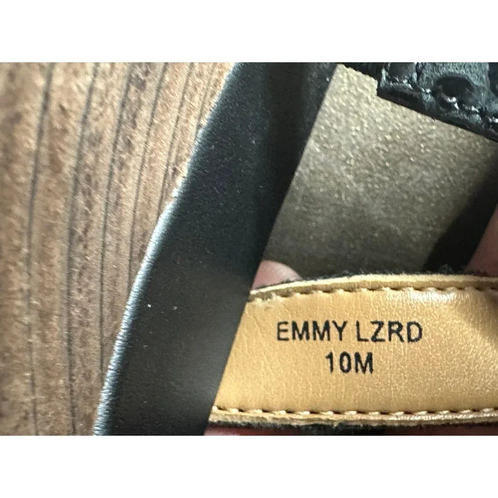 Vionic Emmy Lizard Embossed Wedge Sandals Black Strappy Heels Women 10M